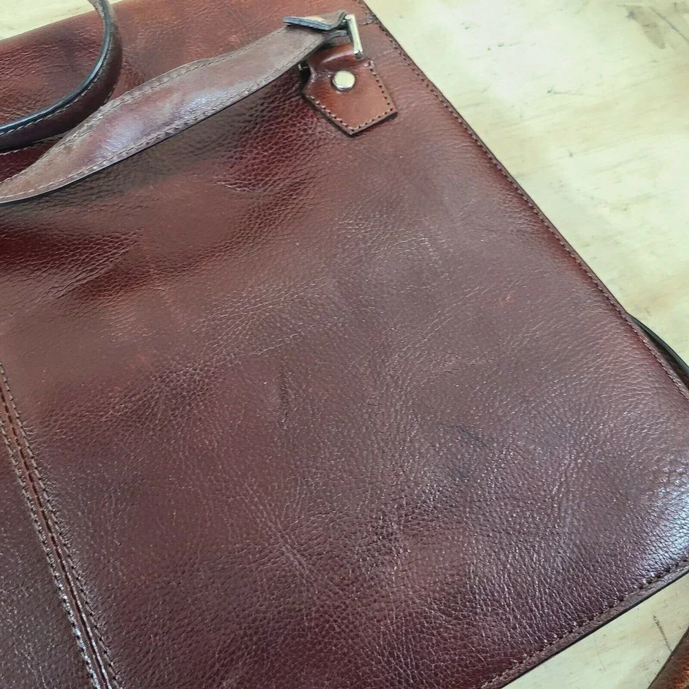 Wilsons Pelle Studio Genuine Leather Briefcase Reddish Brown Nwt Vintage Hipster